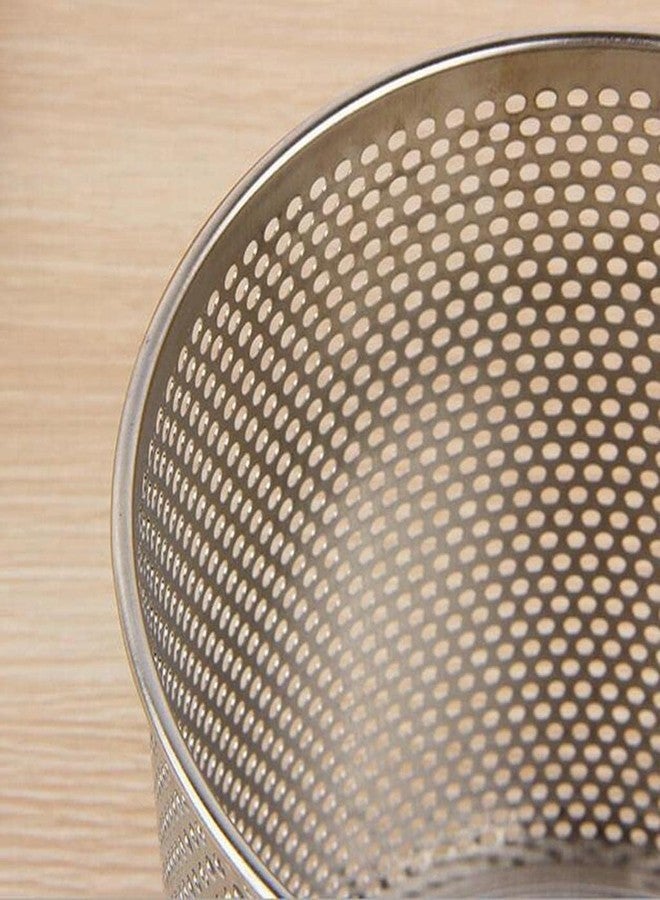 KRESHU Micro-Perforated Mesh Design with Sturdy Wooden Handle | Stainless Steel Pasta and Noodle Strainer Basket | Frying Baskets for Chips | Anti-Corrosion Spider Drainer (35.5x14x14 cm) - Silver - Image 2